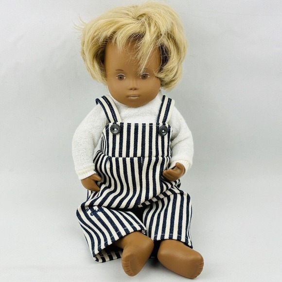 Vintage Gotz Sasha Baby Doll Blonde Hair‎ Dark Skin Brown Eyes Playsuit Tube - Picture 1 of 10